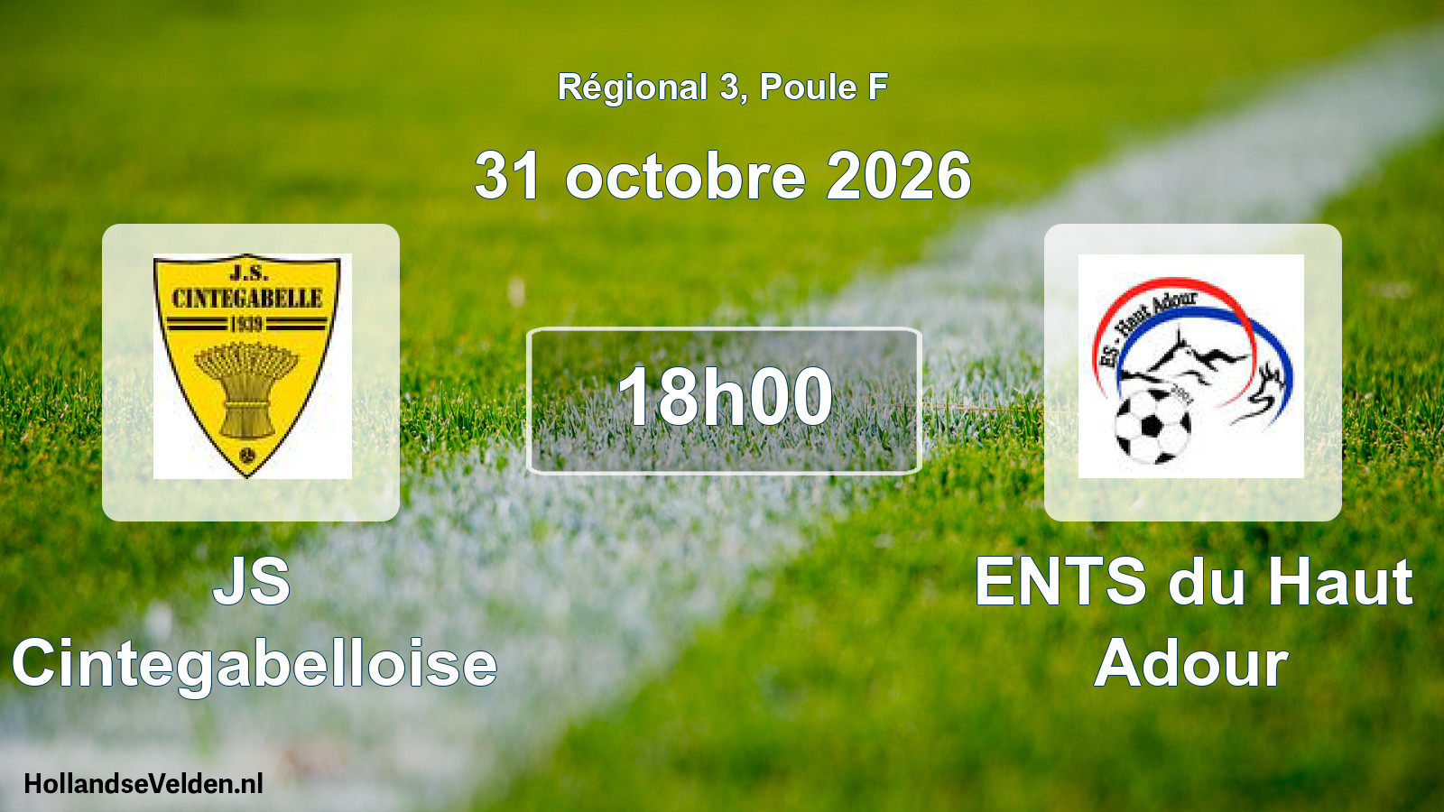 Match programmé: JS Cintegabelloise - ENTS du Haut Adour (31 octobre 2026)