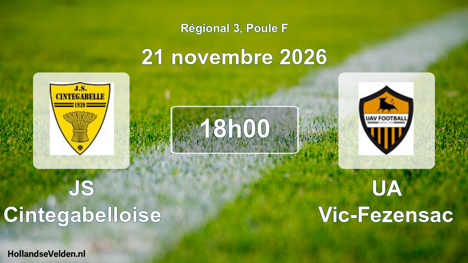 Match programmé: JS Cintegabelloise - UA Vic-Fezensac (21 novembre 2026)