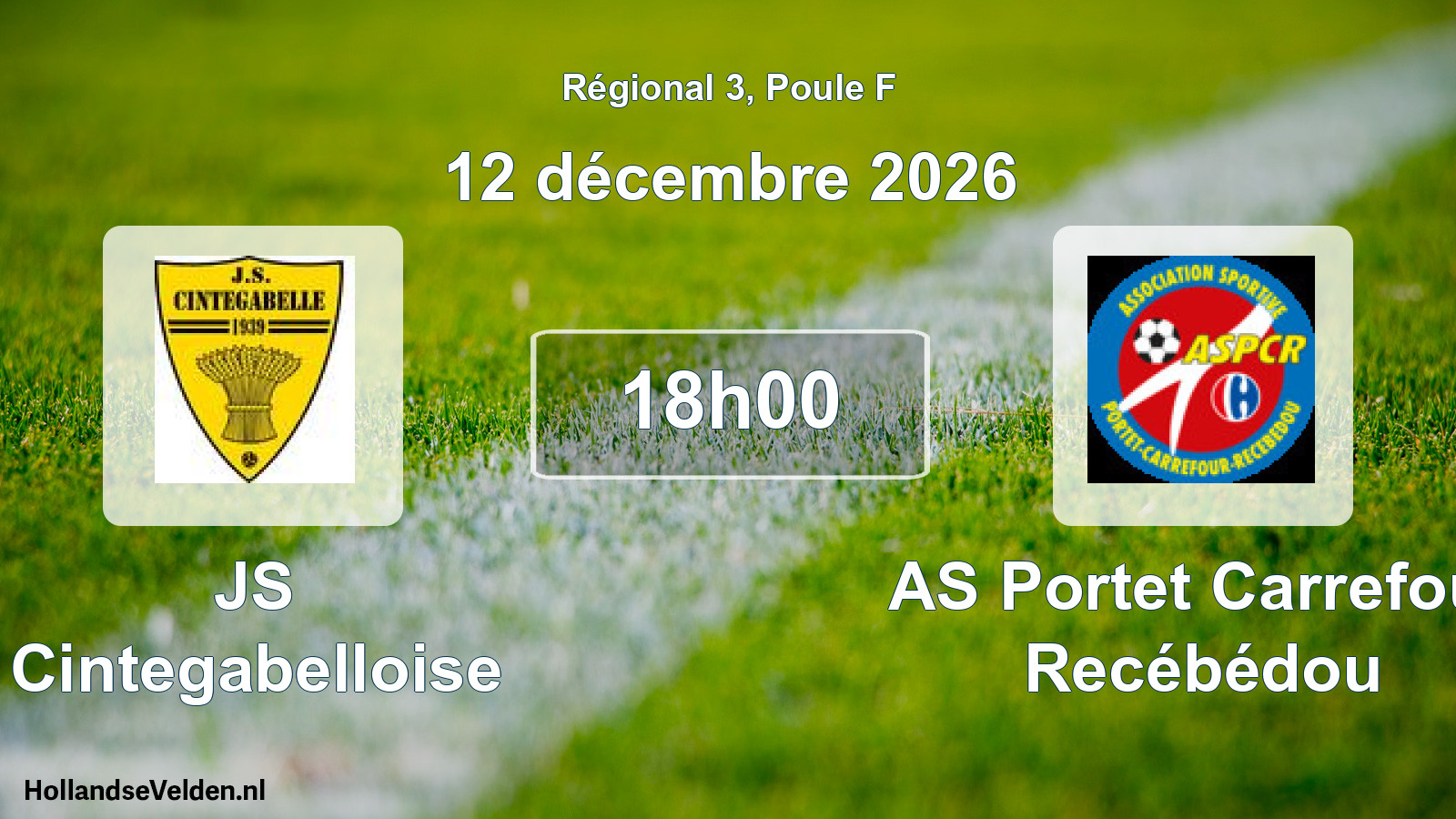 Match programmé: JS Cintegabelloise - AS Portet Carrefour Recébédou (12 décembre 2026)