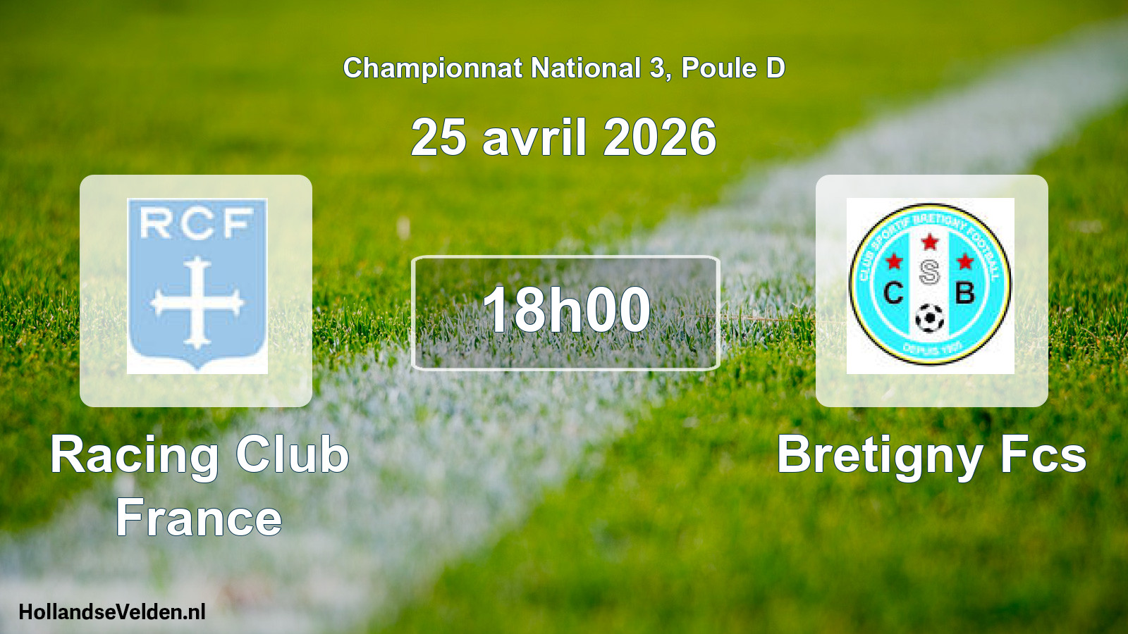Geplande wedstrijd: Racing Club France - Bretigny Fcs (25 april 2026)
