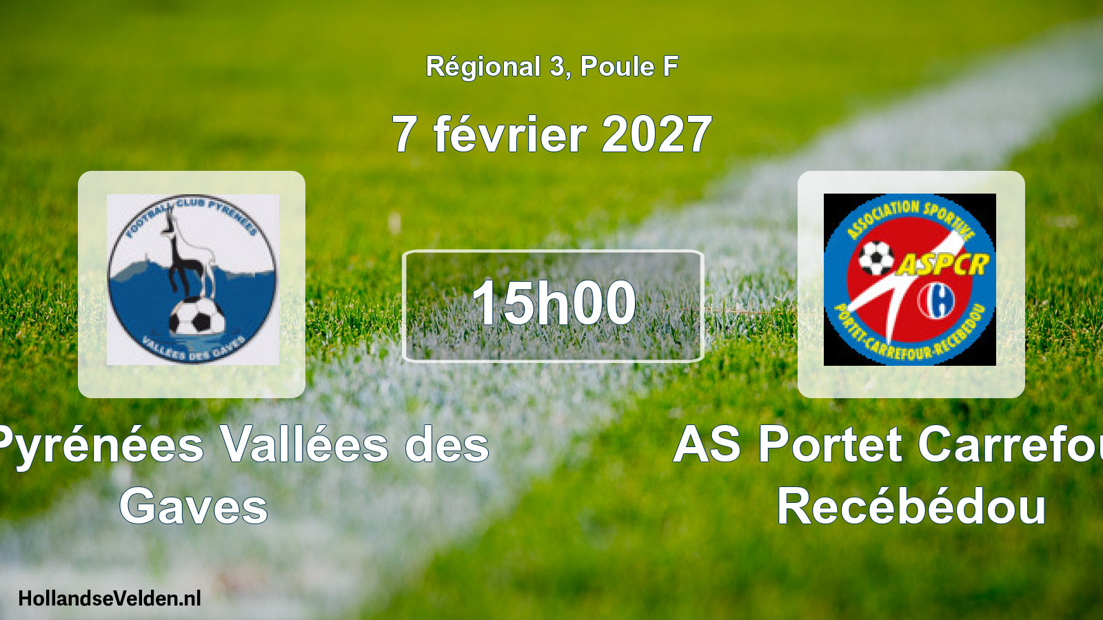 Match programmé: FC Pyrénées Vallées des Gaves - AS Portet Carrefour Recébédou (7 février 2027)