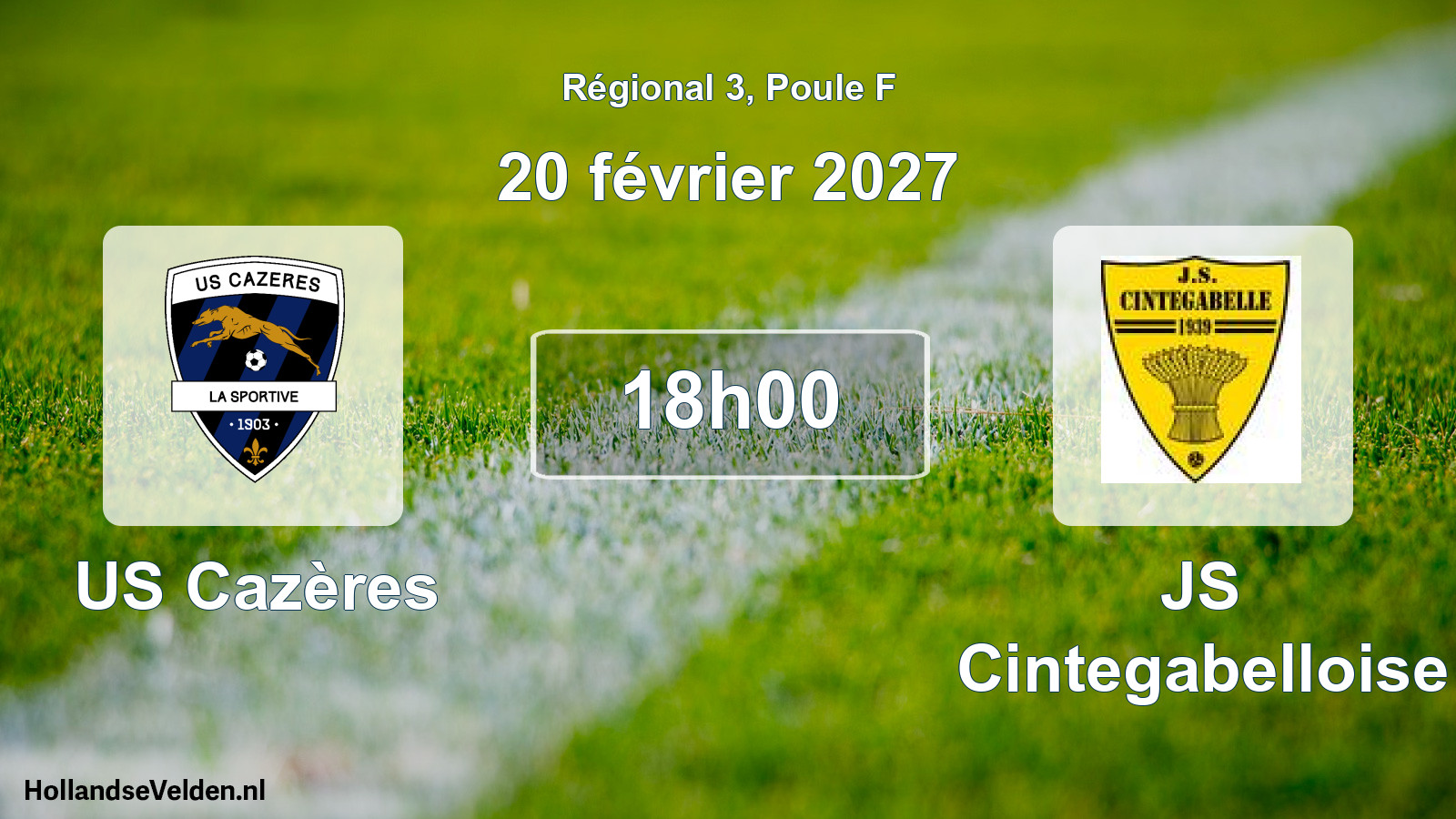 Match programmé: US Cazères - JS Cintegabelloise (20 février 2027)