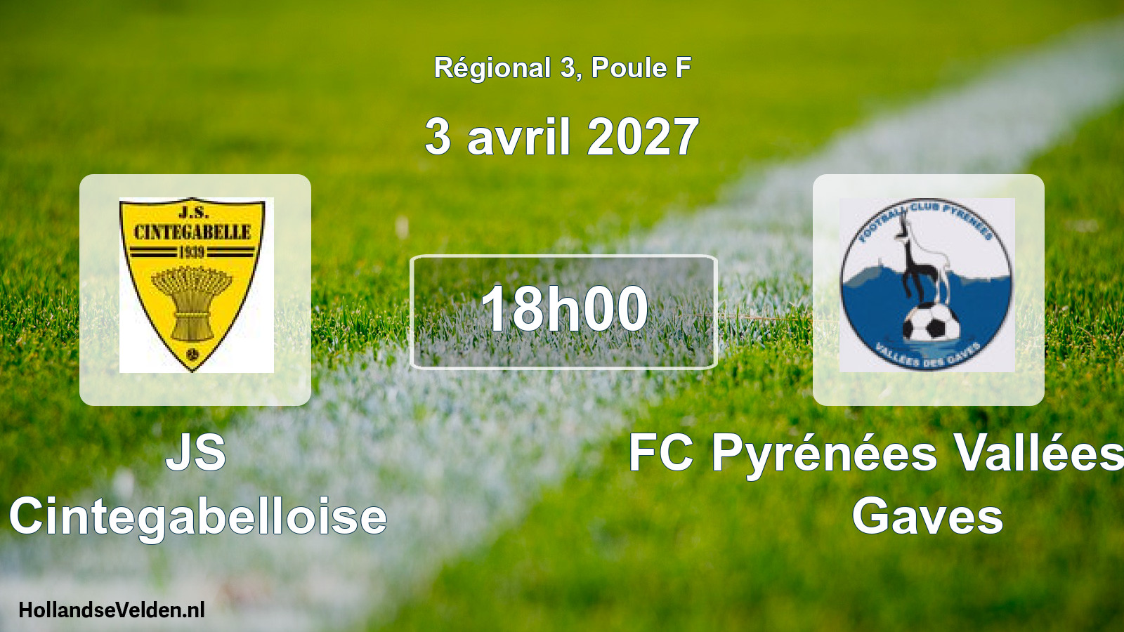 Match programmé: JS Cintegabelloise - FC Pyrénées Vallées des Gaves (3 avril 2027)