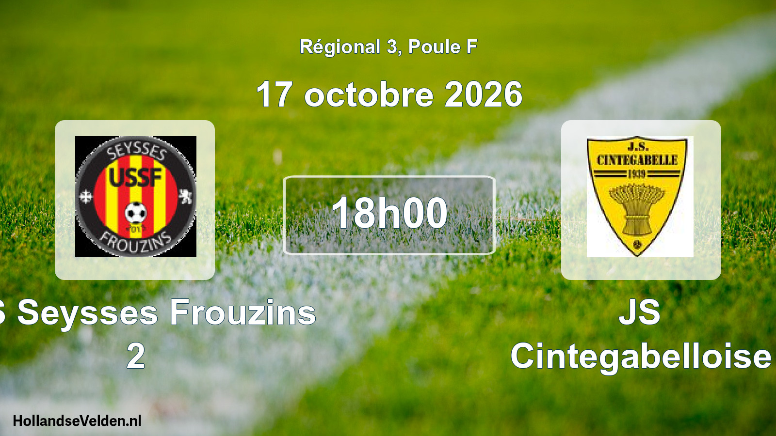 Match programmé: US Seysses Frouzins 2 - JS Cintegabelloise (17 octobre 2026)