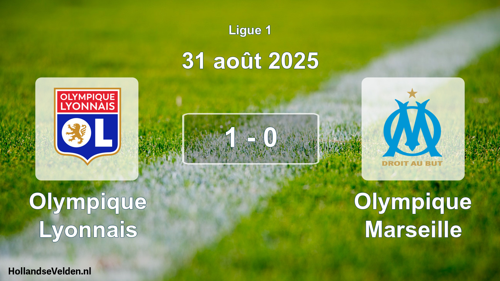 Gespeelde wedstrijd: Olympique Lyonnais - Olympique Marseille 1 - 0 (31 août 2025)