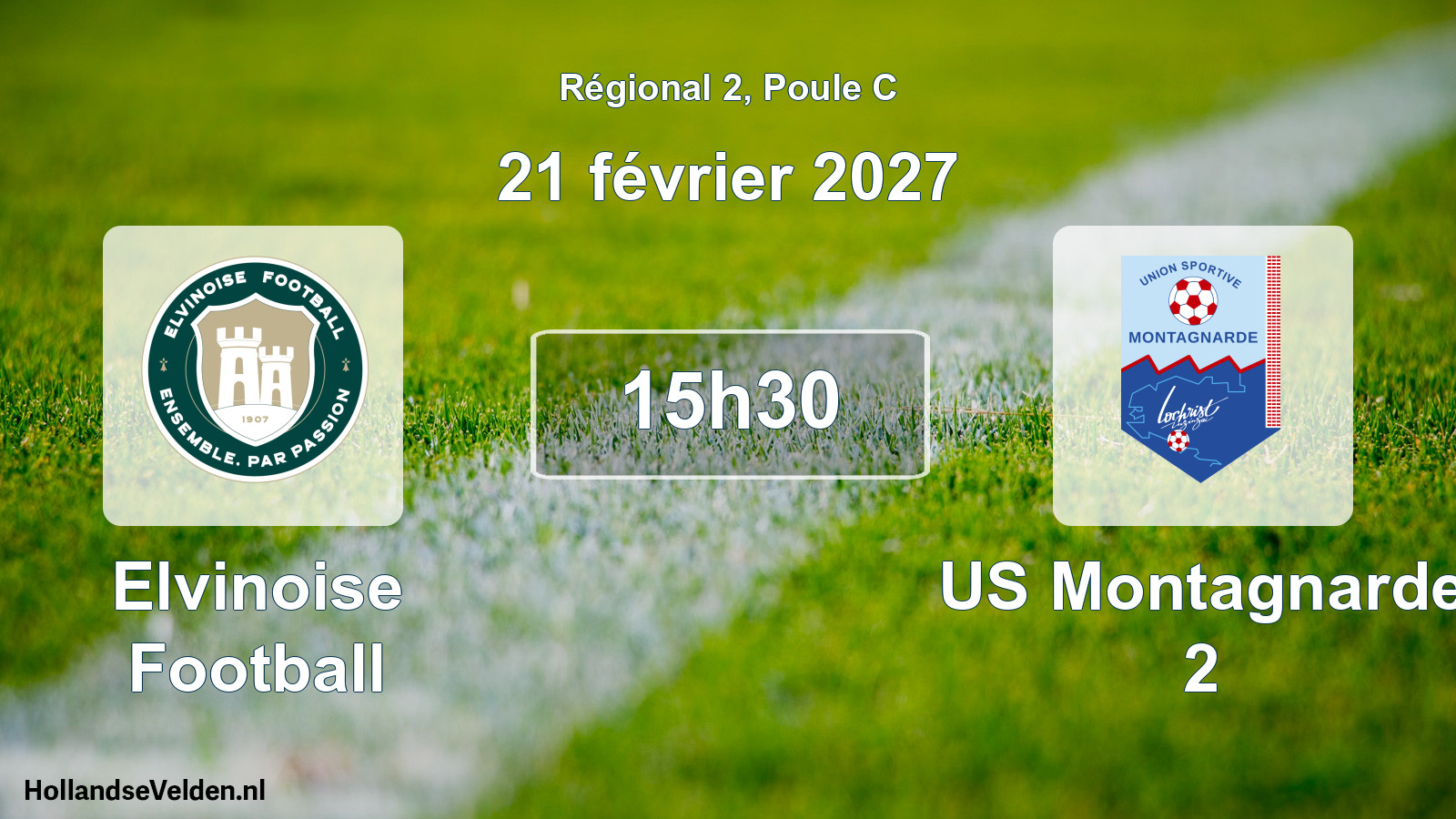 Match programmé: Elvinoise Football - US Montagnarde 2 (21 février 2027)