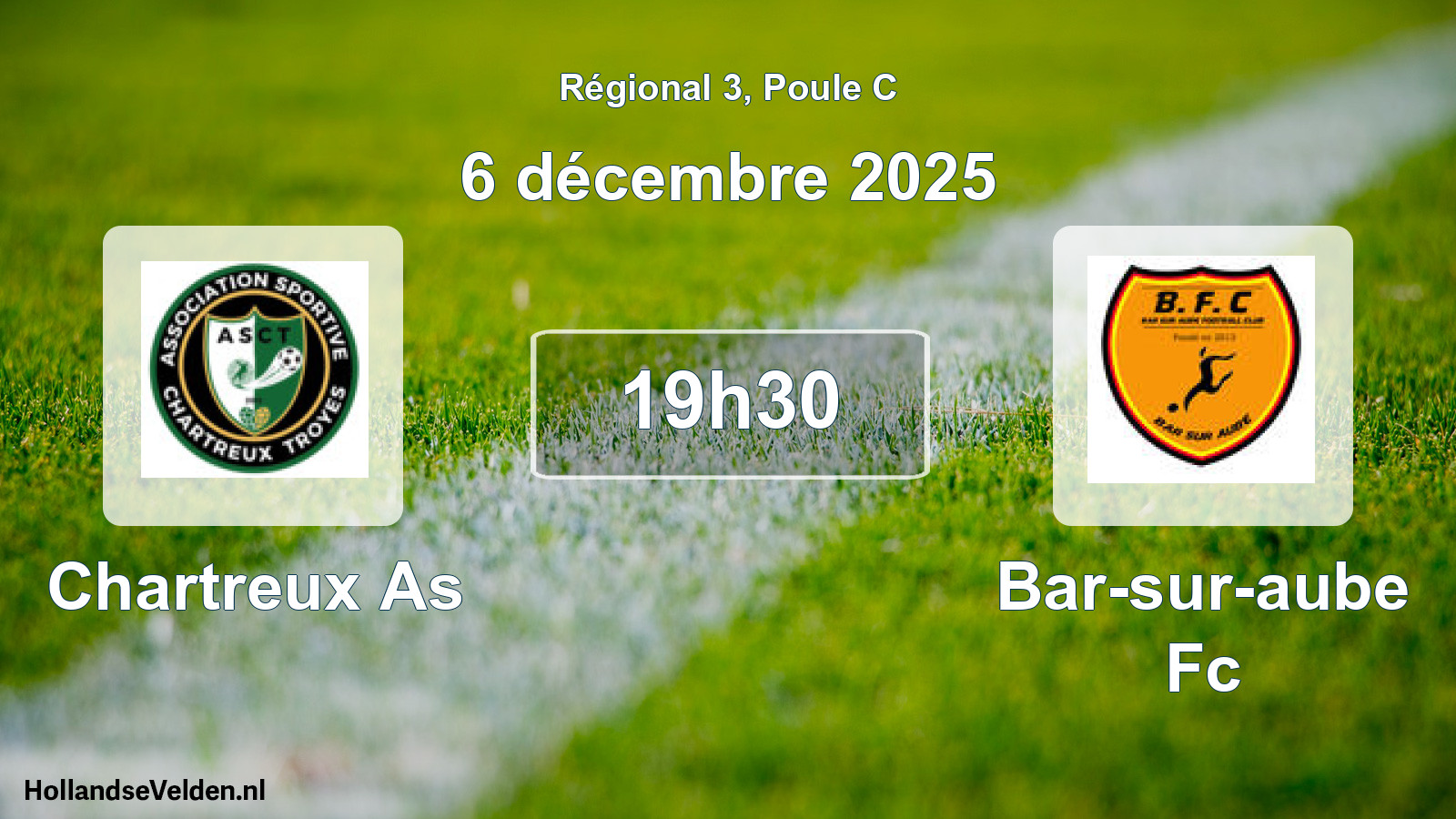 Geplande wedstrijd: Chartreux As - Bar-sur-aube Fc (6 décembre 2025)