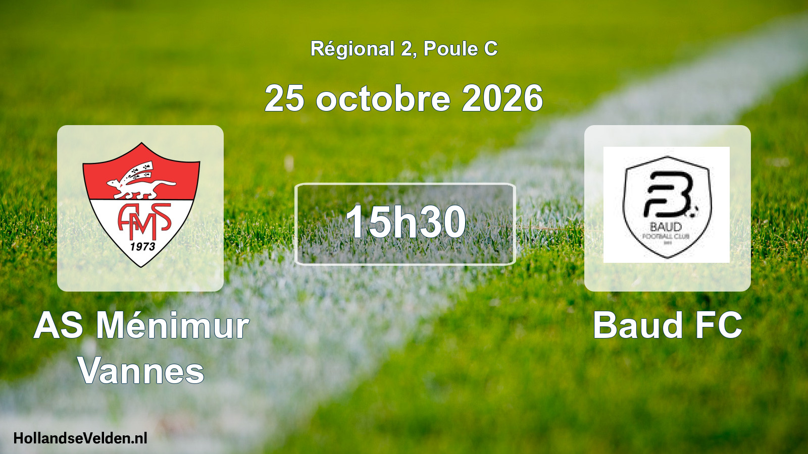 Match programmé: AS Ménimur Vannes - Baud FC (25 octobre 2026)