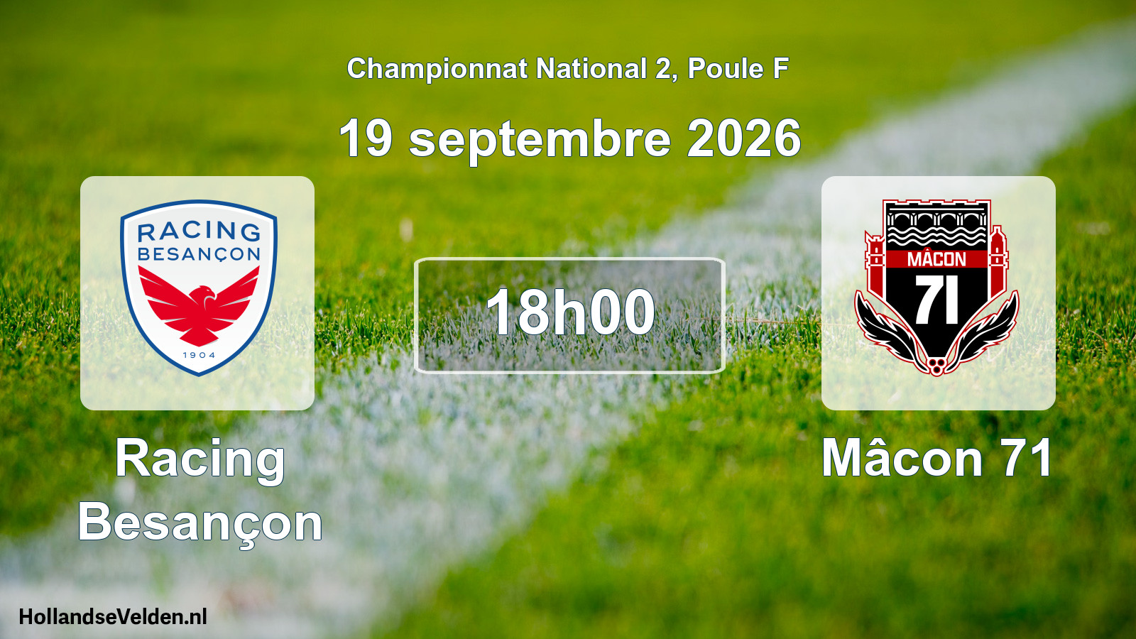 Match programmé: Racing Besançon - Mâcon 71 (19 septembre 2026)