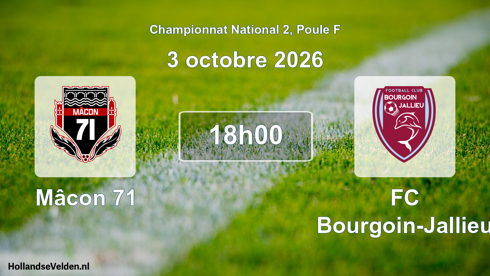 Match programmé: Mâcon 71 - FC Bourgoin-Jallieu (3 octobre 2026)