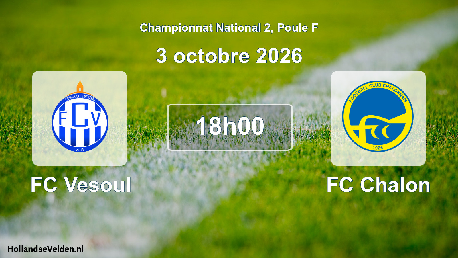 Match programmé: FC Vesoul - FC Chalon (3 octobre 2026)