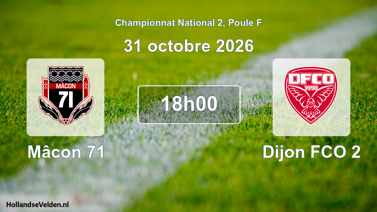 Scheduled Match: Mâcon 71 - Dijon FCO 2 (31 October 2026)