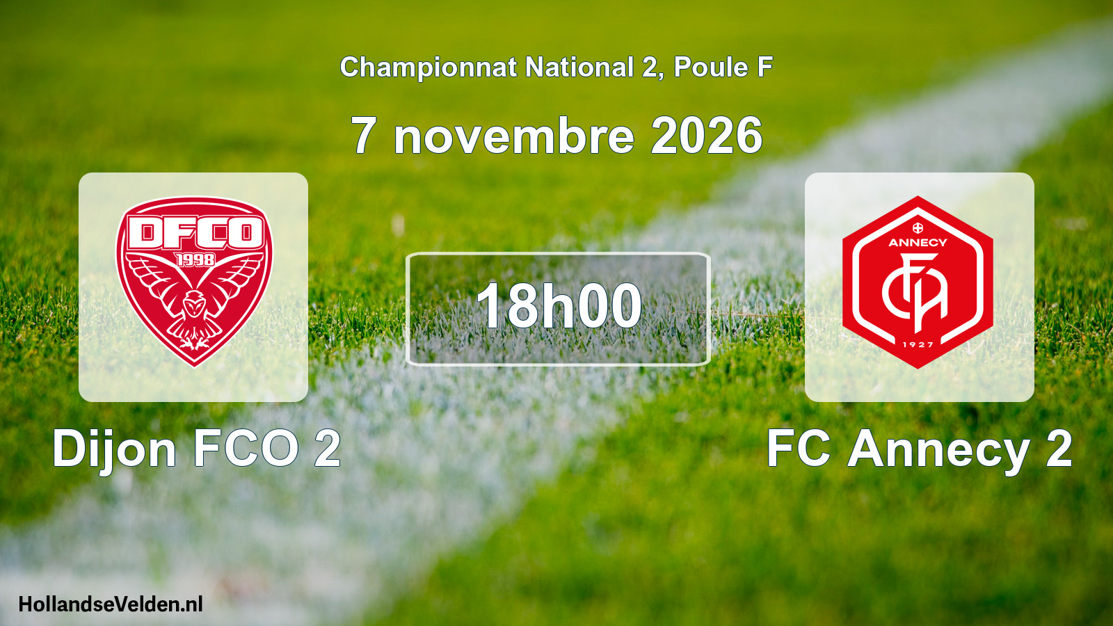 Match programmé: Dijon FCO 2 - FC Annecy 2 (7 novembre 2026)
