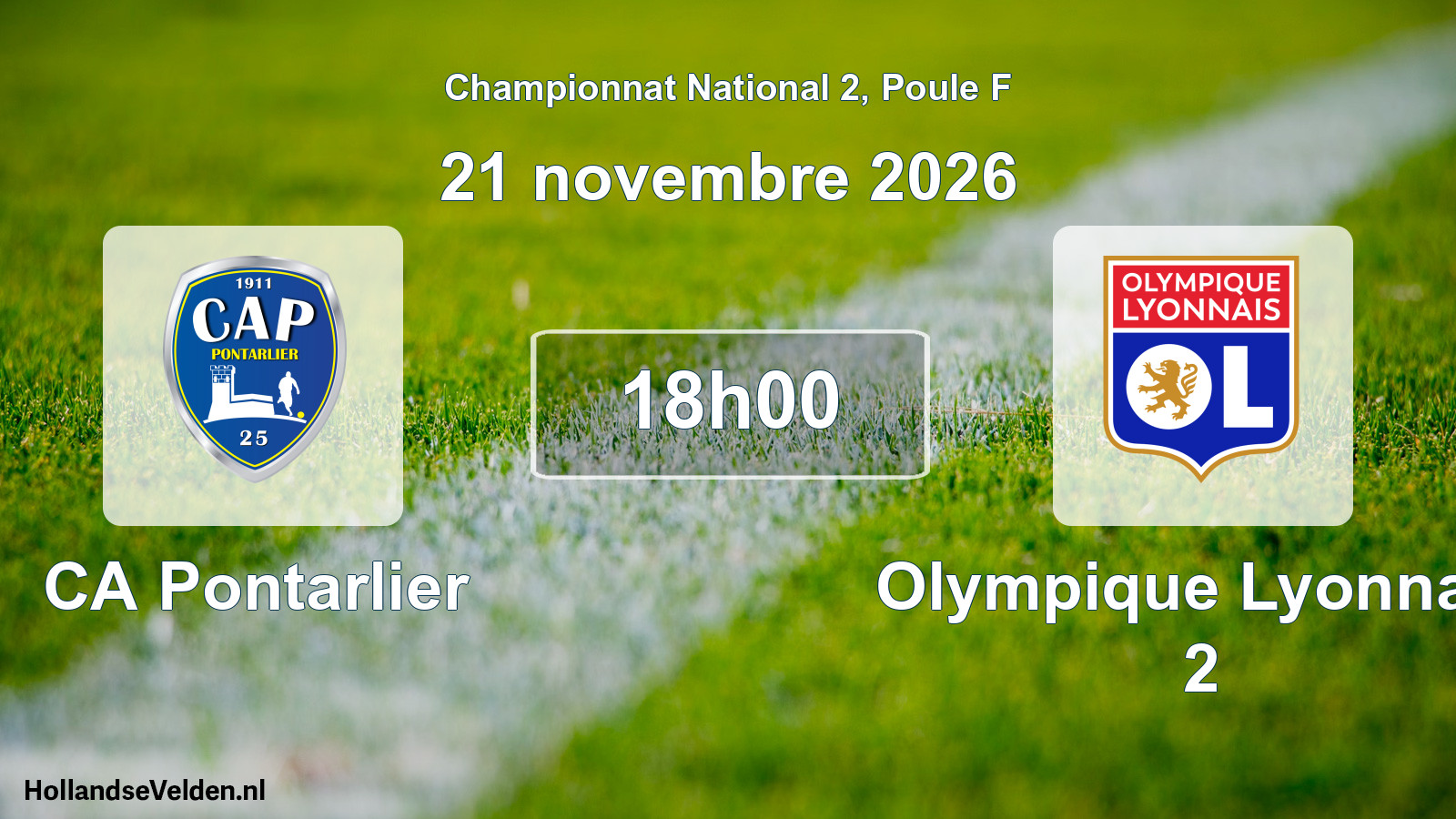 Match programmé: CA Pontarlier - Olympique Lyonnais 2 (21 novembre 2026)