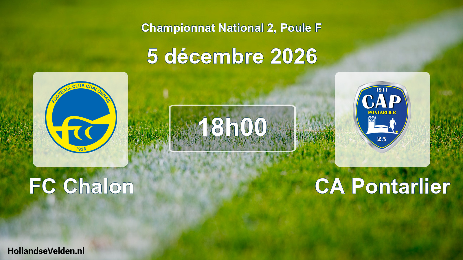 Match programmé: FC Chalon - CA Pontarlier (5 décembre 2026)