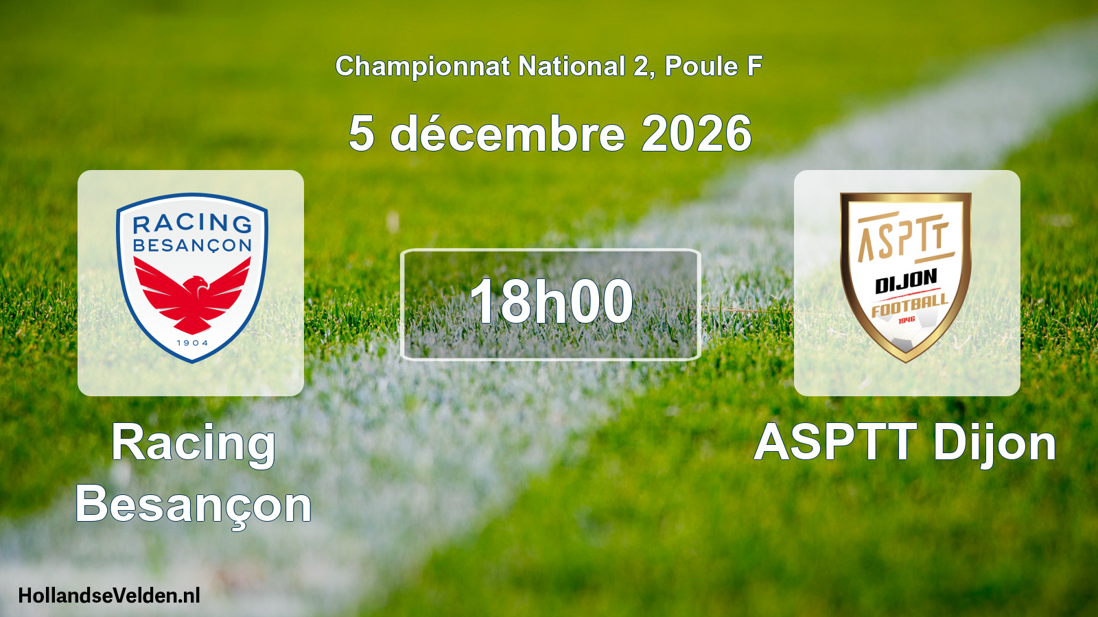 Match programmé: Racing Besançon - ASPTT Dijon (5 décembre 2026)