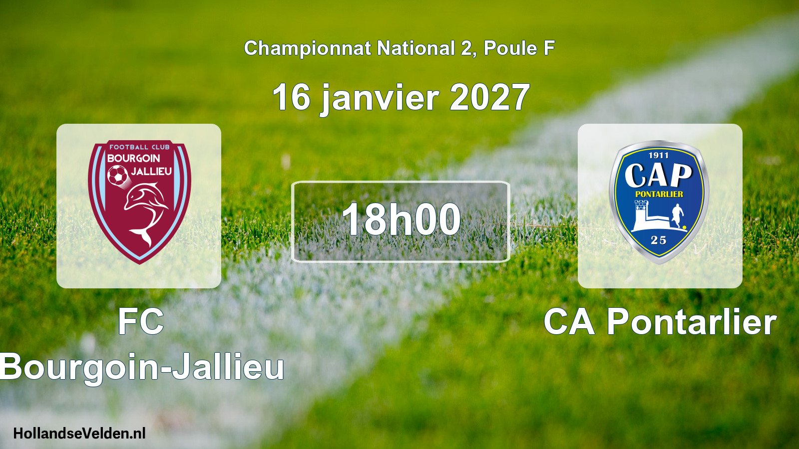 Match programmé: FC Bourgoin-Jallieu - CA Pontarlier (16 janvier 2027)