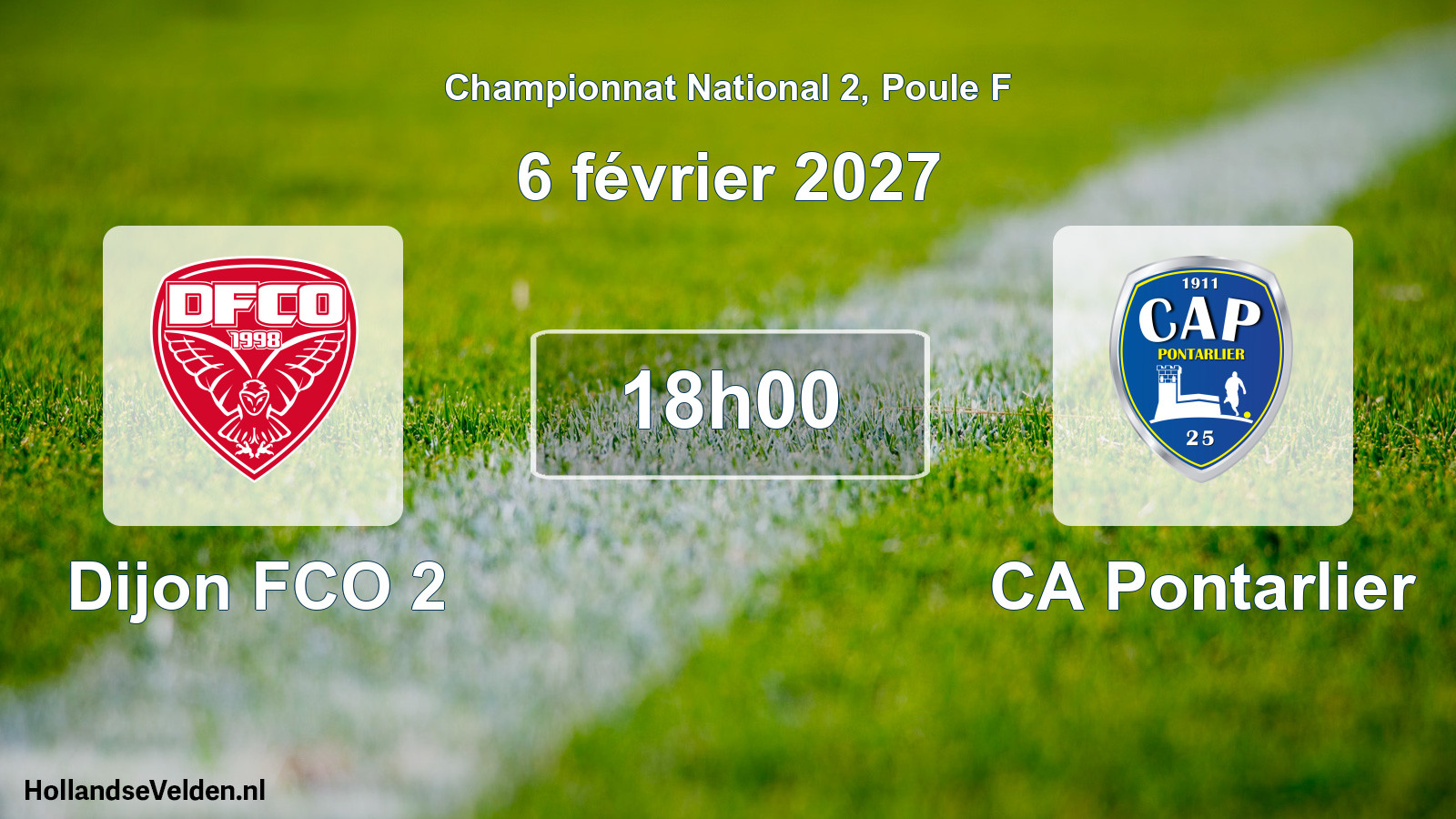 Match programmé: Dijon FCO 2 - CA Pontarlier (6 février 2027)