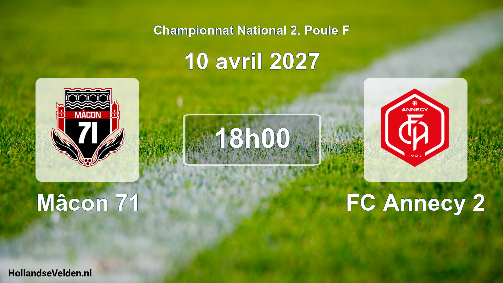 Match programmé: Mâcon 71 - FC Annecy 2 (10 avril 2027)