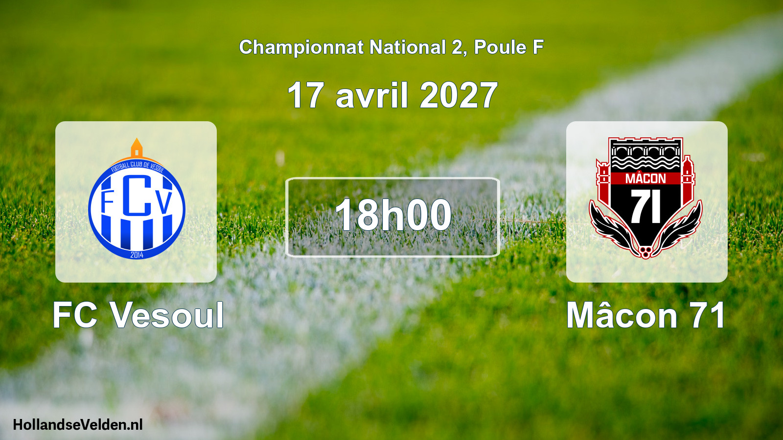 Match programmé: FC Vesoul - Mâcon 71 (17 avril 2027)