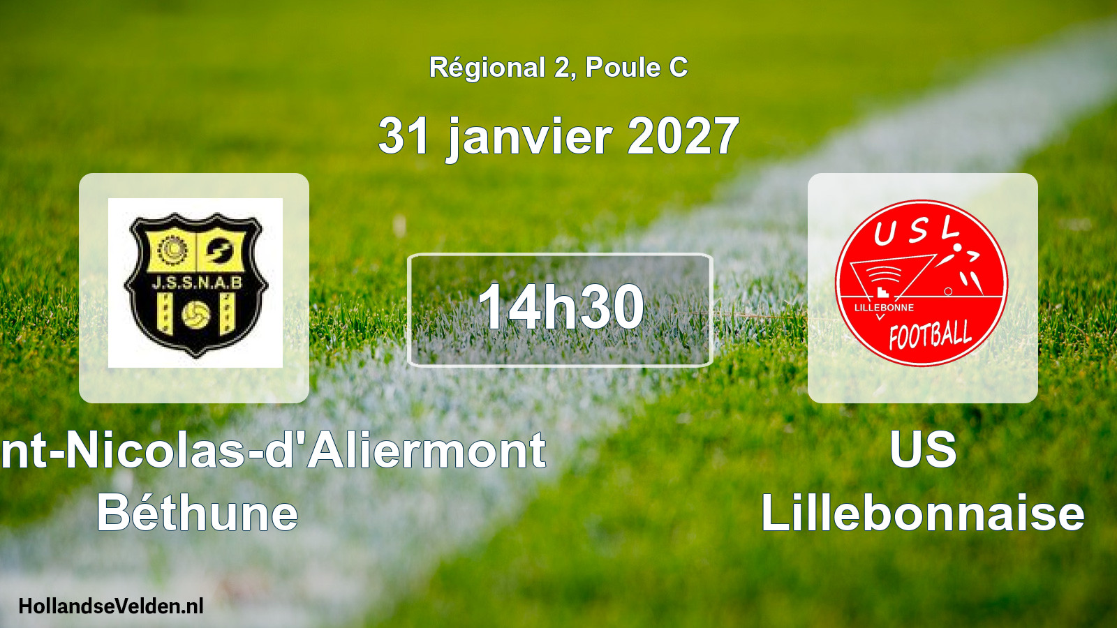 Match programmé: JS Saint-Nicolas-d'Aliermont Béthune - US Lillebonnaise (31 janvier 2027)