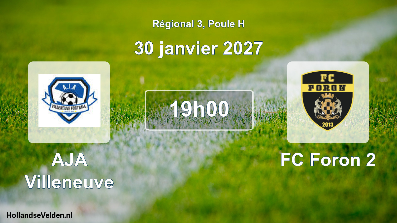 Match programmé: AJA Villeneuve - FC Foron 2 (30 janvier 2027)