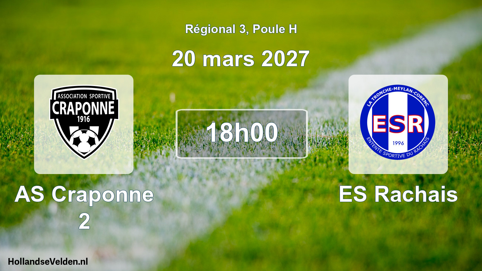 Match programmé: AS Craponne 2 - ES Rachais (20 mars 2027)