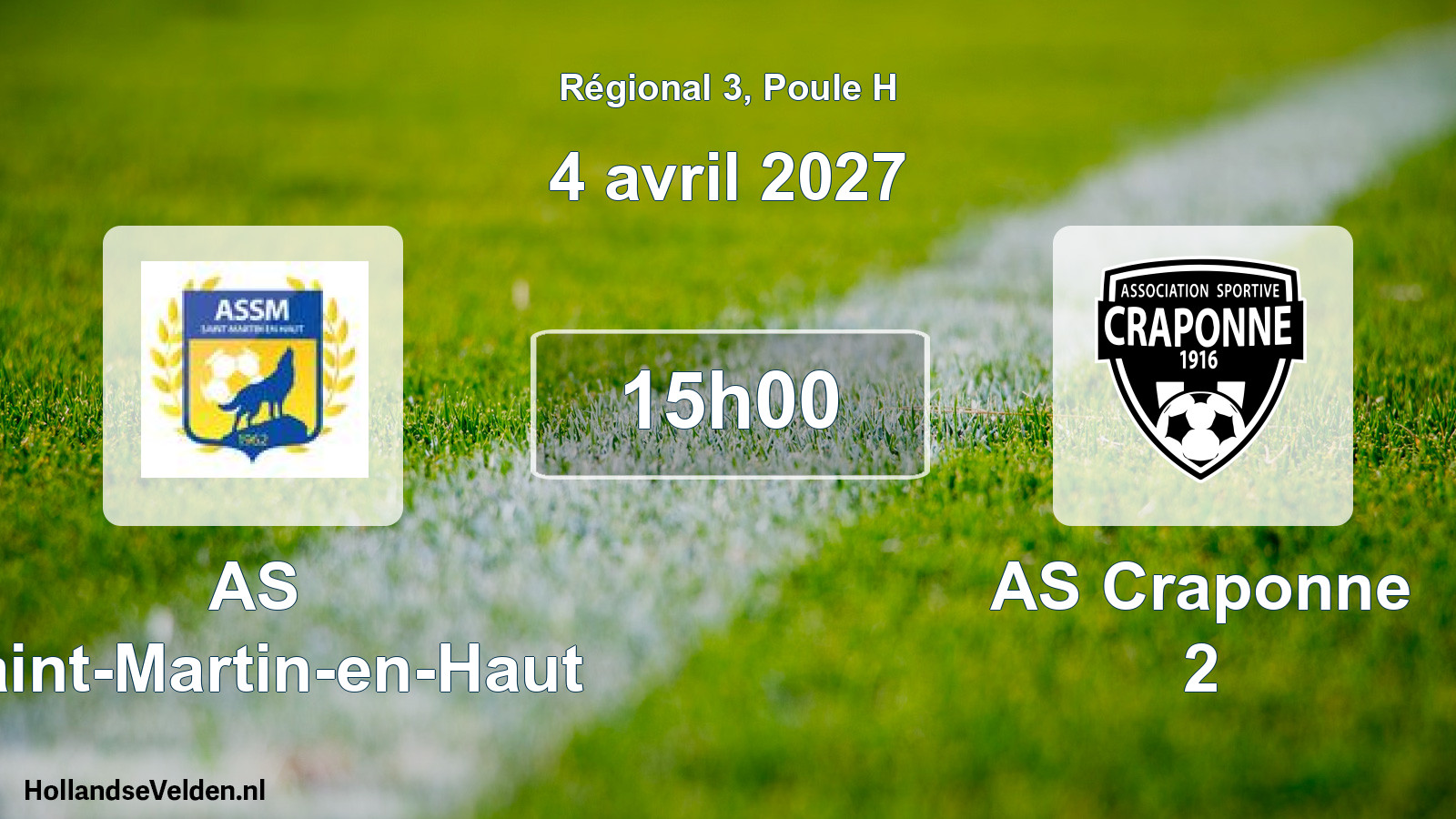 Match programmé: AS Saint-Martin-en-Haut - AS Craponne 2 (4 avril 2027)