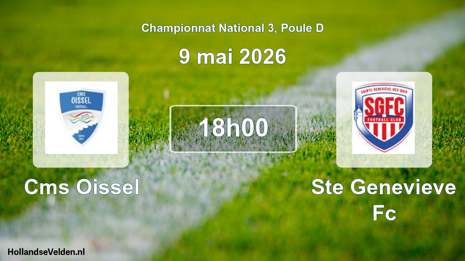 Geplande wedstrijd: Cms Oissel - Ste Genevieve Fc (9 mai 2026)
