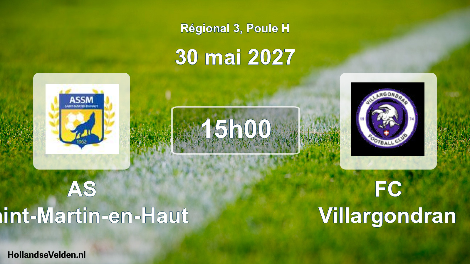 Match programmé: AS Saint-Martin-en-Haut - FC Villargondran (30 mai 2027)
