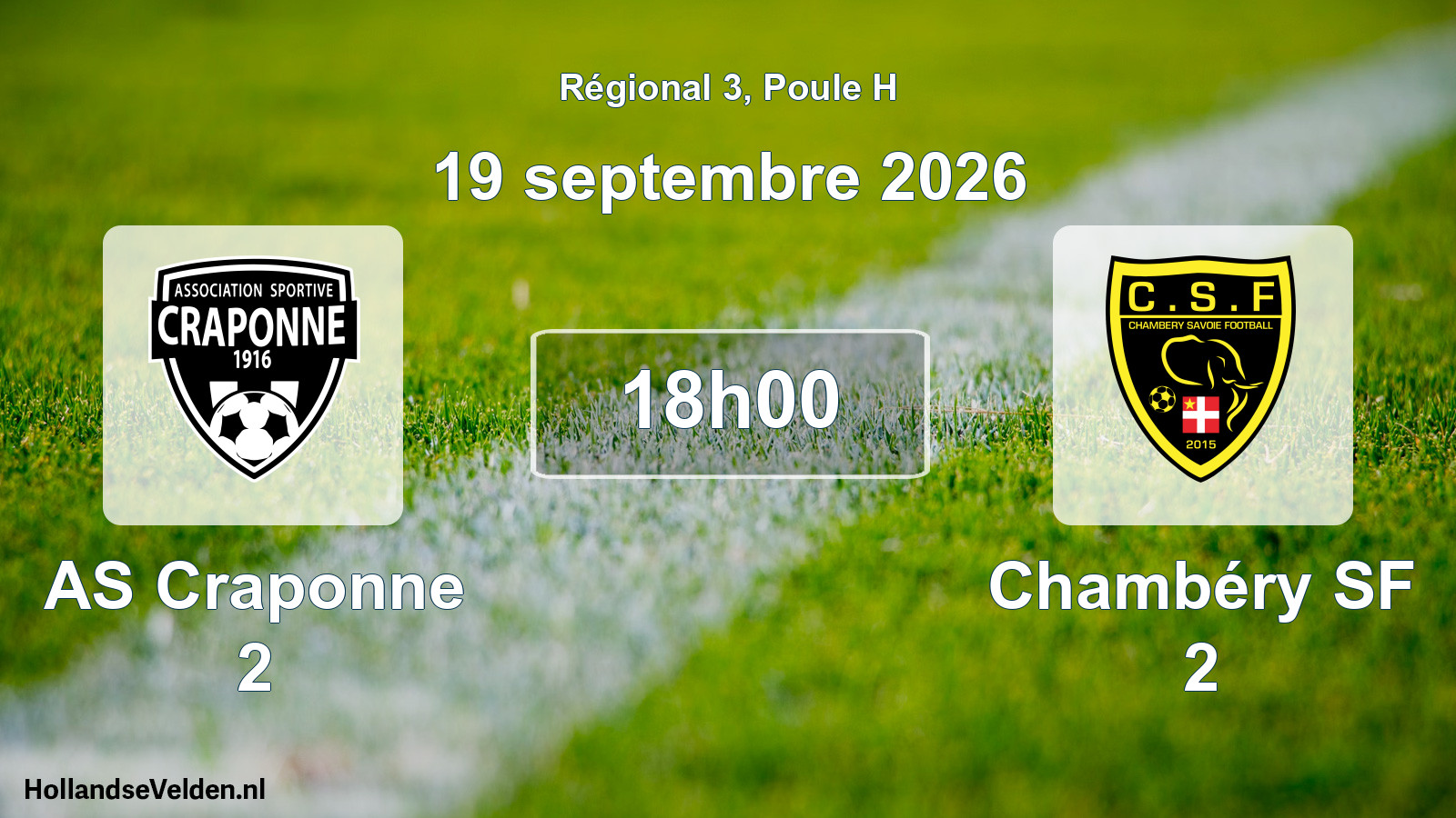 Match programmé: AS Craponne 2 - Chambéry SF 2 (19 septembre 2026)