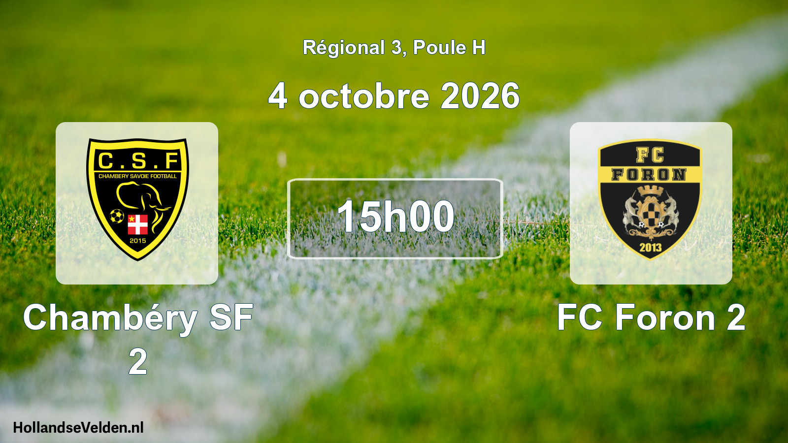 Match programmé: Chambéry SF 2 - FC Foron 2 (4 octobre 2026)