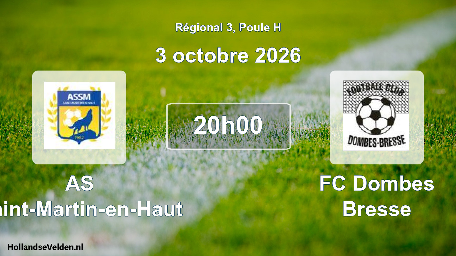 Match programmé: AS Saint-Martin-en-Haut - FC Dombes Bresse (3 octobre 2026)