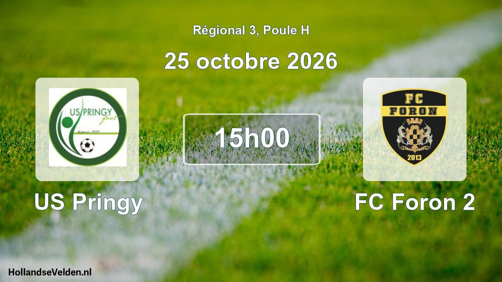 Match programmé: US Pringy - FC Foron 2 (25 octobre 2026)