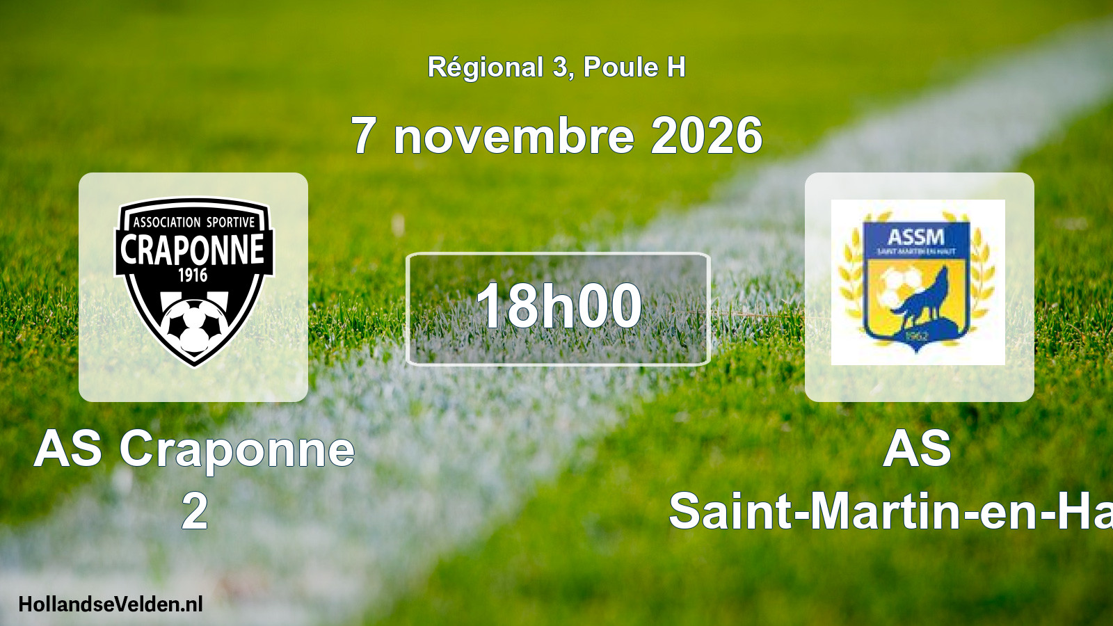 Scheduled Match: AS Craponne 2 - AS Saint-Martin-en-Haut (7 November 2026)