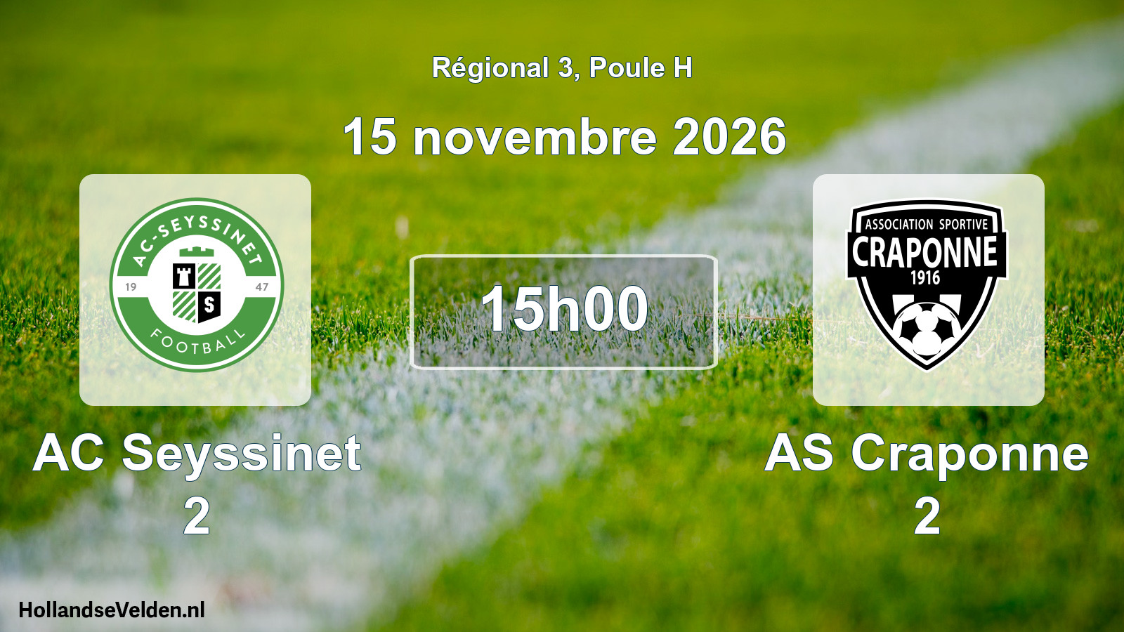 Match programmé: AC Seyssinet 2 - AS Craponne 2 (15 novembre 2026)