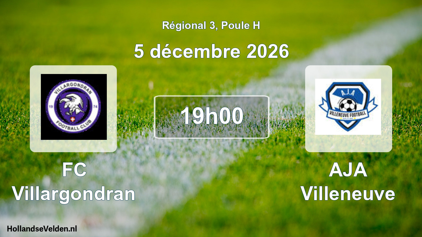 Match programmé: FC Villargondran - AJA Villeneuve (5 décembre 2026)