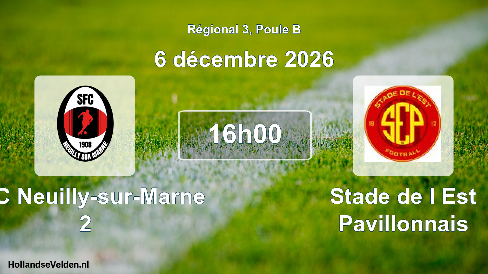 Scheduled Match: SFC Neuilly-sur-Marne 2 - Stade de l Est Pavillonnais (6 December 2026)