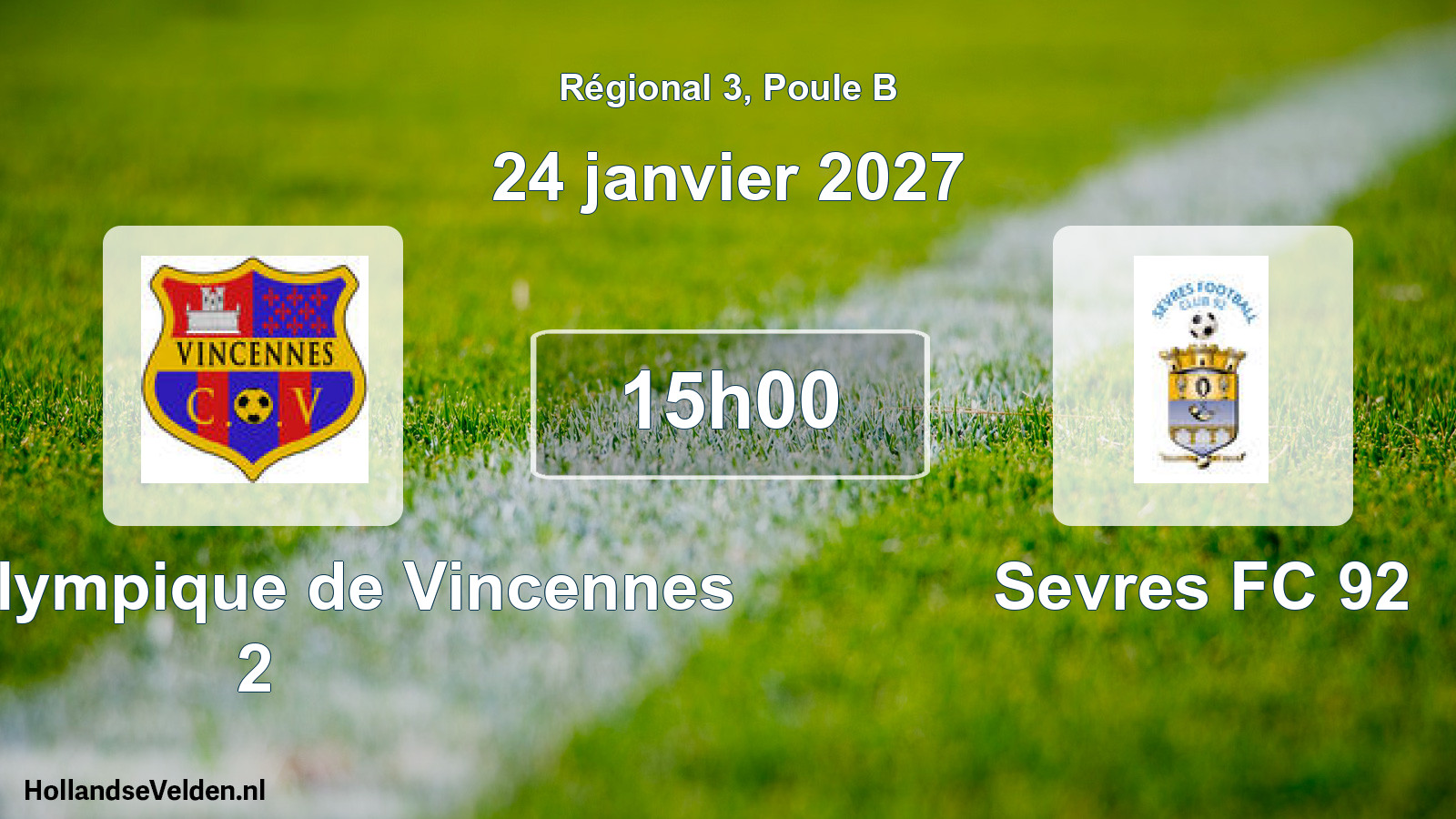 Scheduled Match: Club Olympique de Vincennes 2 - Sevres FC 92 (24 January 2027)