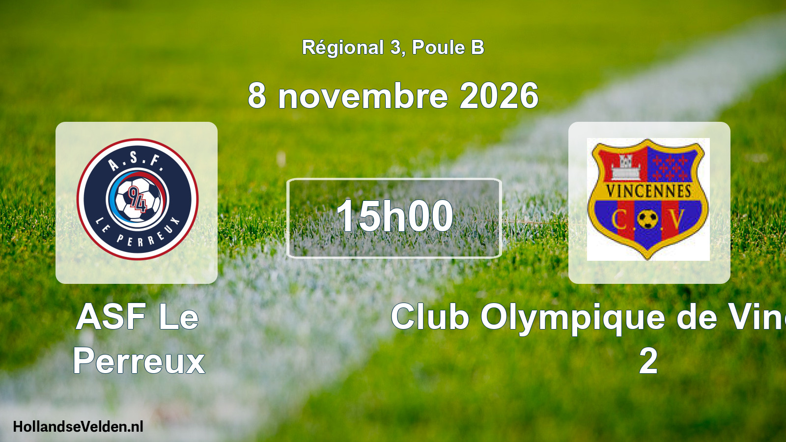 Scheduled Match: ASF Le Perreux - Club Olympique de Vincennes 2 (8 November 2026)