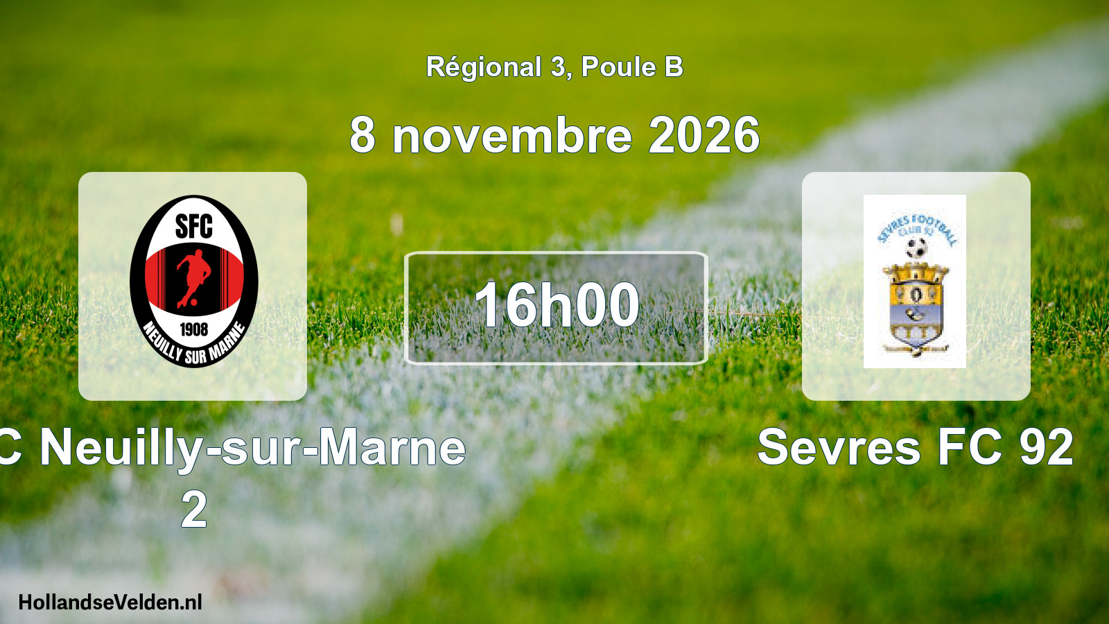 Scheduled Match: SFC Neuilly-sur-Marne 2 - Sevres FC 92 (8 November 2026)