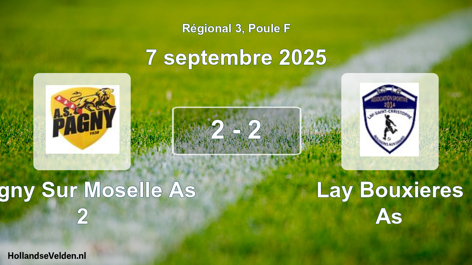 Total number of matches played: Pagny Sur Moselle As 2 - Lay Bouxieres As 2 - 2 (7 September 2025)