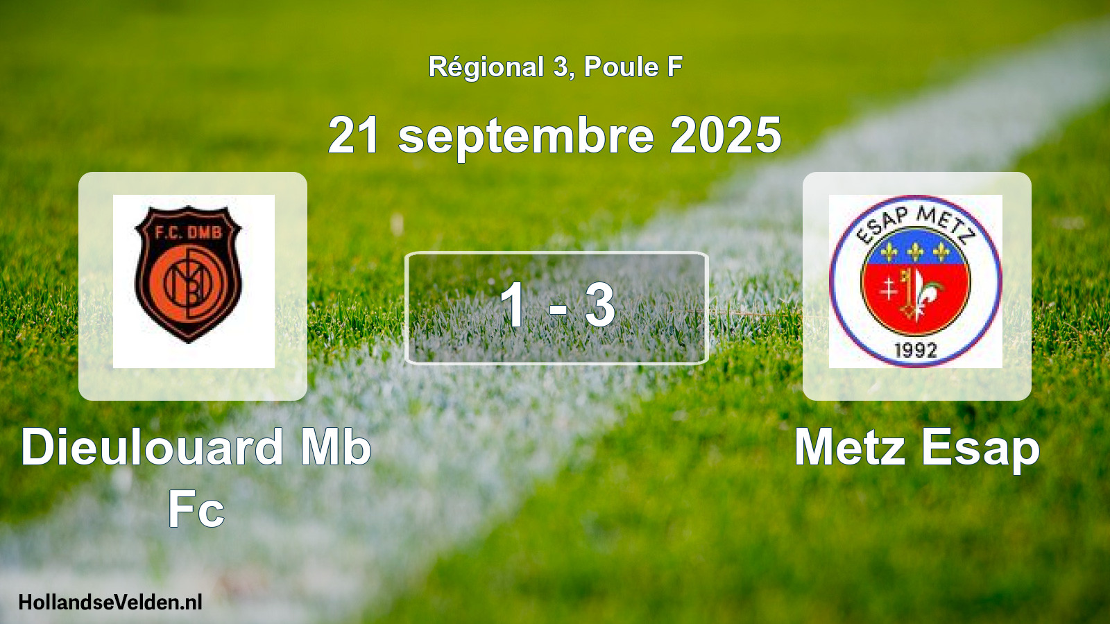 Gespeelde wedstrijd: Dieulouard Mb Fc - Metz Esap 1 - 3 (21 septembre 2025)