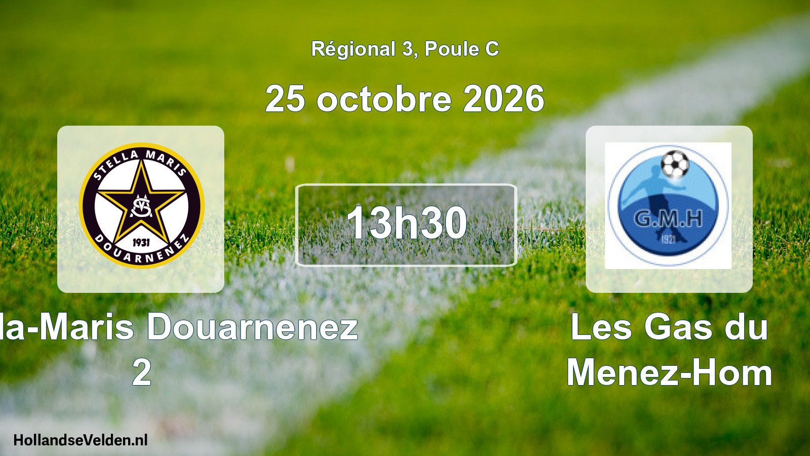 Match programmé: Stella-Maris Douarnenez 2 - Les Gas du Menez-Hom (25 octobre 2026)