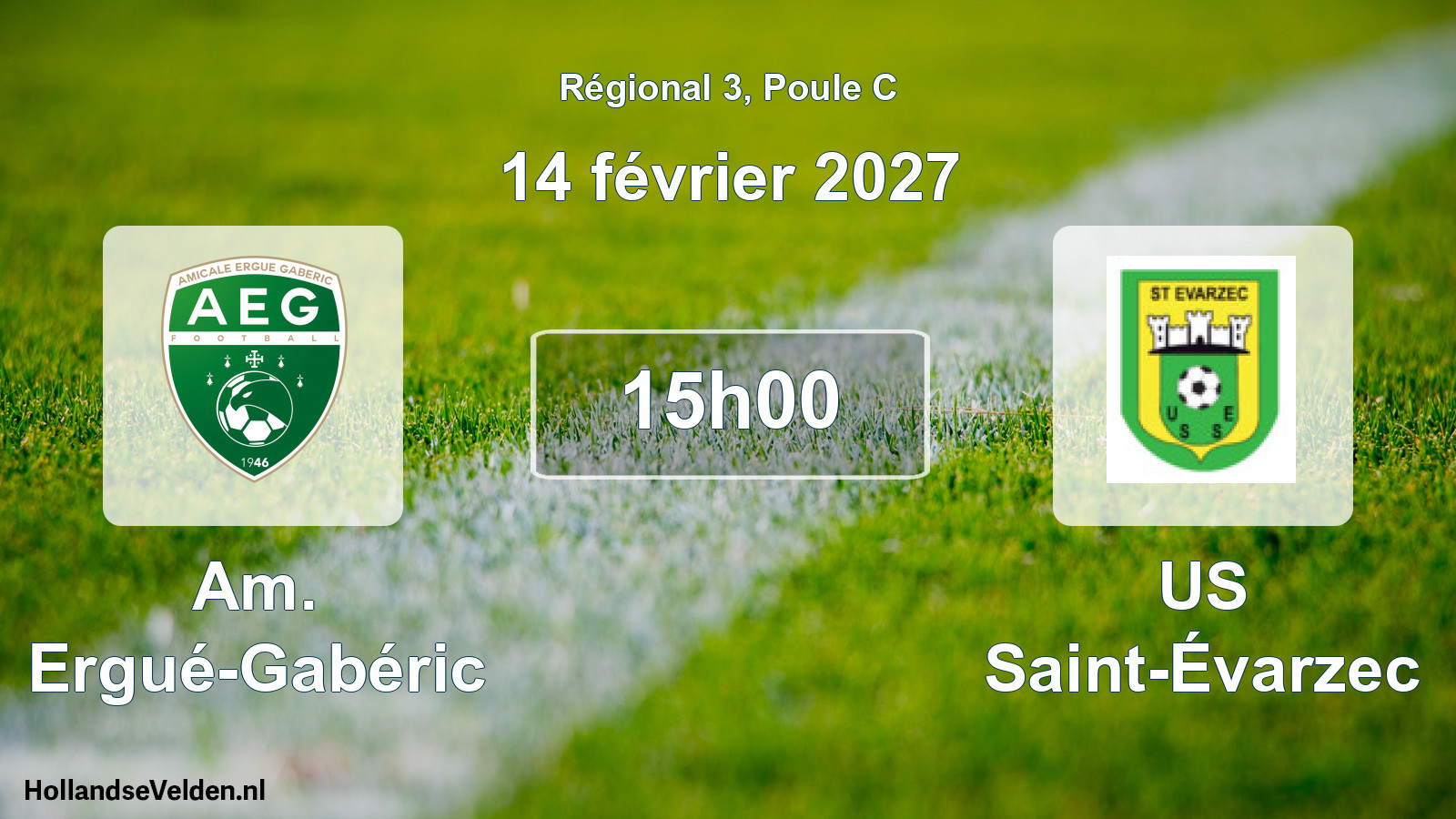 Match programmé: Am. Ergué-Gabéric - US Saint-Évarzec (14 février 2027)