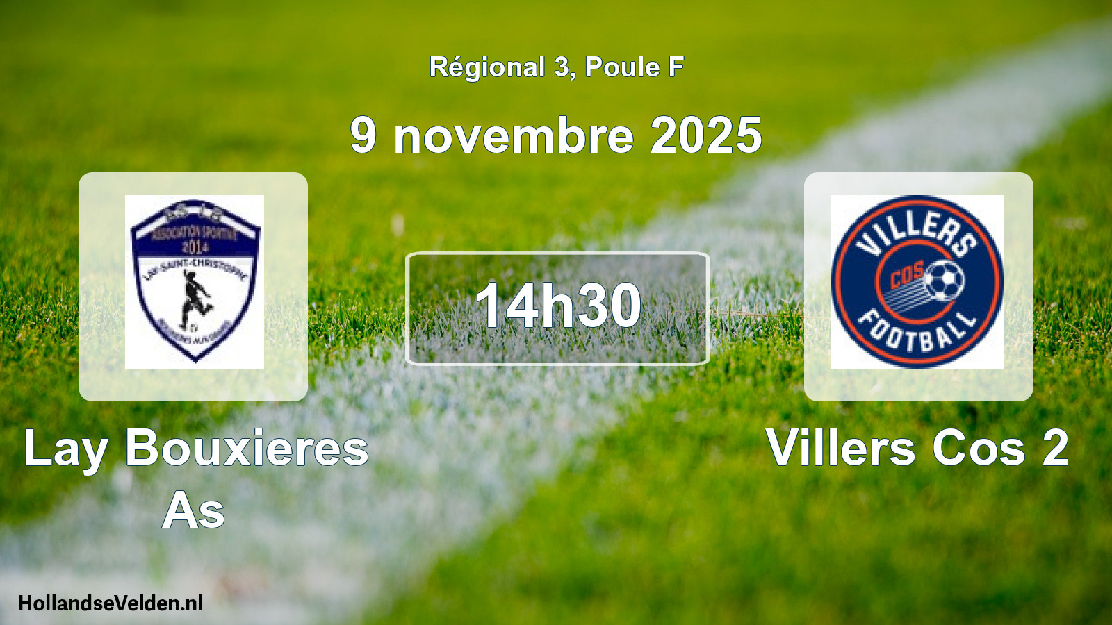 Scheduled Match: Lay Bouxieres As - Villers Cos 2 (9 November 2025)