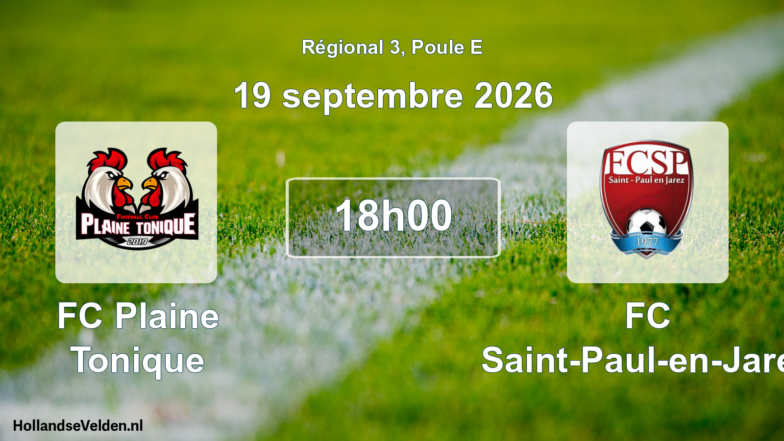 Match programmé: FC Plaine Tonique - FC Saint-Paul-en-Jarez (19 septembre 2026)