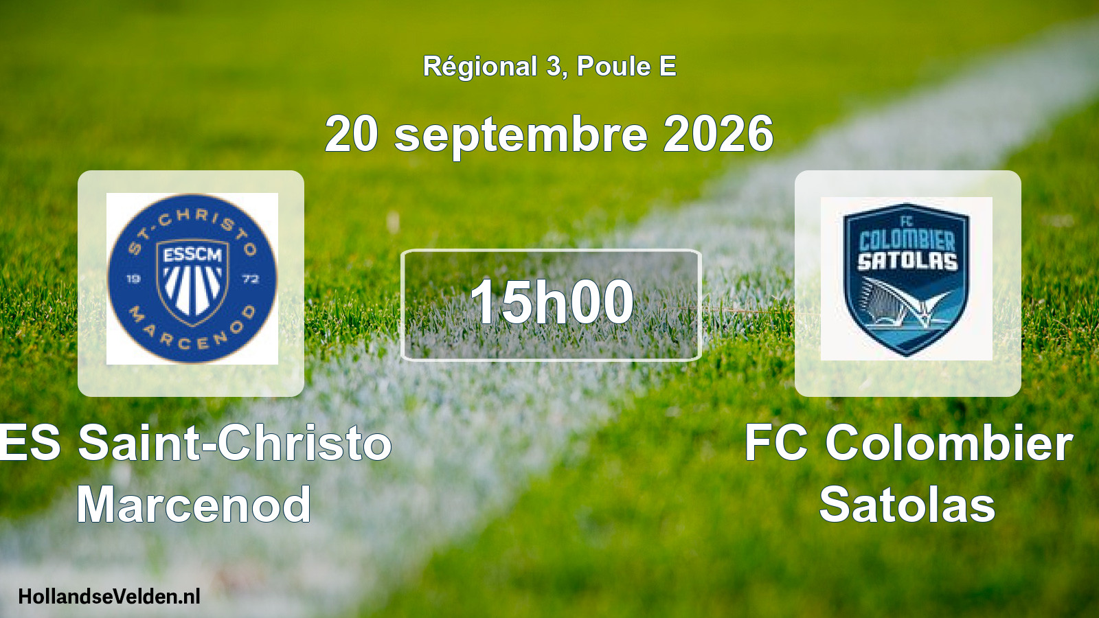 Match programmé: ES Saint-Christo Marcenod - FC Colombier Satolas (20 septembre 2026)