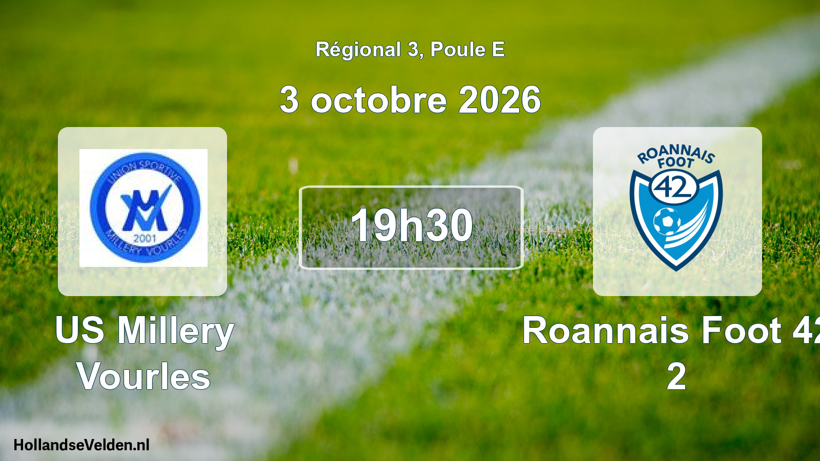 Match programmé: US Millery Vourles - Roannais Foot 42 2 (3 octobre 2026)