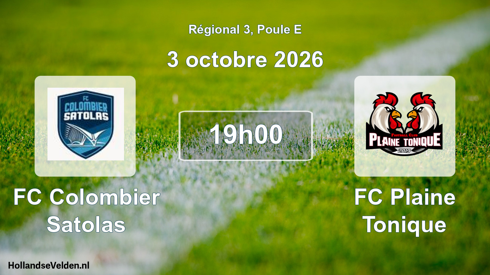 Match programmé: FC Colombier Satolas - FC Plaine Tonique (3 octobre 2026)
